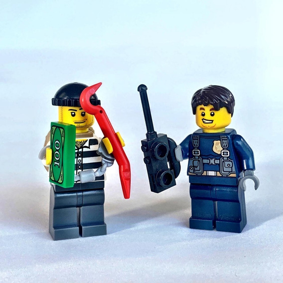 6 Lego City Policía Y Ladrón Minifigura Paquete Y Accesorios Usada Buen Estado 