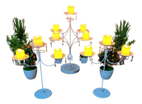 10 Candelabro Centro De Mesa + 1 Central Evento 