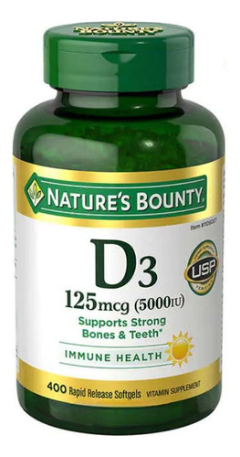 Vitamina D3 125mcg 5000iu Nature Bounty Ayuda Corazon 650 Sg Sabor Neutro