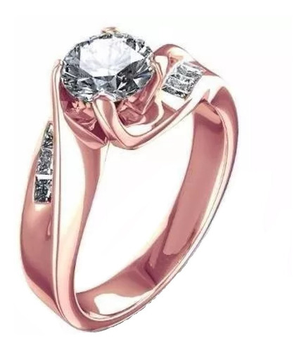 Anillo Oro Rosa 14kt .79ct Diamantes Y Zafiro Blanco Marloz