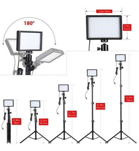 Imagen 6 de 10 de Kit 2 Iluminador Panel Led Usb Soporte C/ Filtros De Color