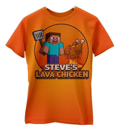 Playera Caricatura Mine Craft Lava Lava Lava Chicken Niños