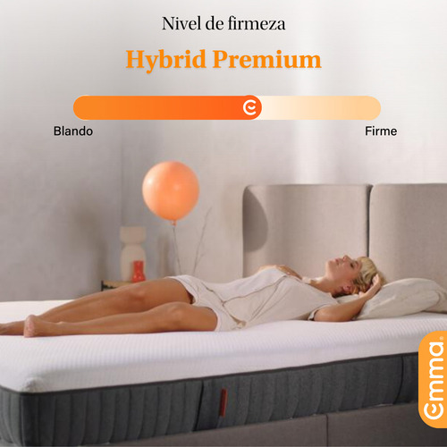 Colchón Emma Hybrid Queen Size | Memory Foam & Resortes Color Blanco/Gris