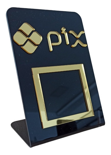 Placa Pix  - Qr Code Preto  Com Dourado