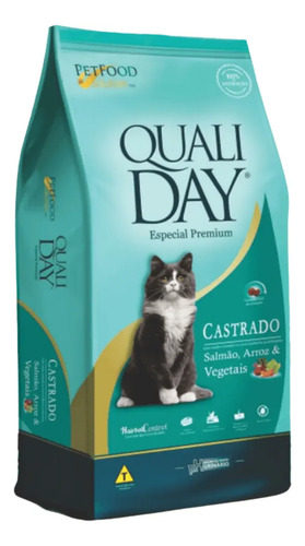 Ração Qualiday Cat Salmao Arroz Vegetais Gato Castrado 1kg