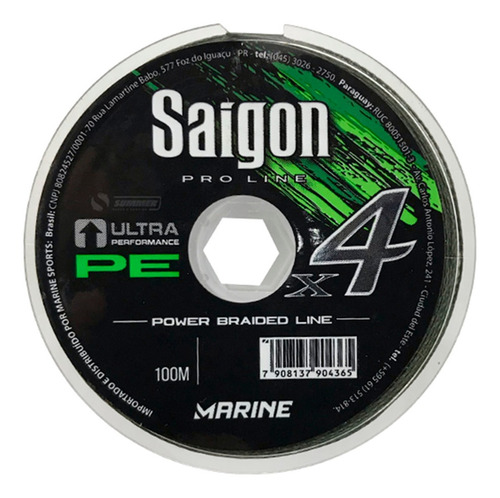 Linha Multif Saigon X4 Verde 30lbs 0,24mm 100m Marine Sports