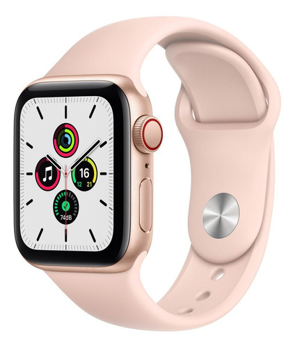 Apple Watch SE (GPS + Cellular, 40mm) - Caja de aluminio color oro - Correa deportiva Rosa arena