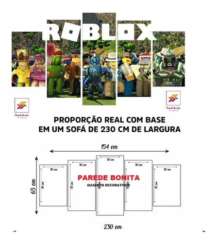 Quadro 5 Peças Capa Roblox Game Quarto Oferta Especial
