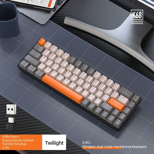 Teclado Mecánico Inalámbrico Ergonómico Para Juegos K68