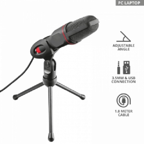 Imagen 3 de 4 de Microfono Usb Pc +tripode Trust Gxt212 +placa Usb Y Plug 3.5