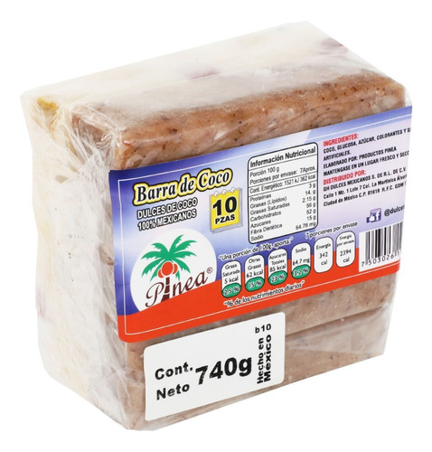 Dulces De Coco Barra Combinada Con Ate Pinea 10 Pz Mexicanos