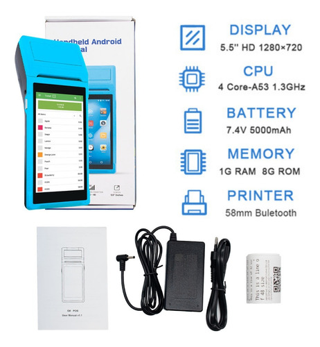 Terminal Pda Pos Wifi Bluetooth Android 8,1 Impressora 58mm