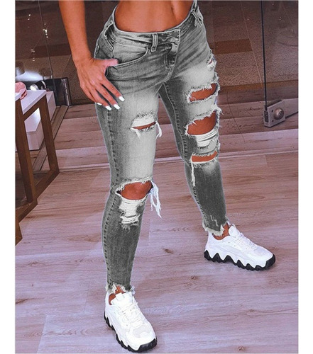 Jeans De Cintura Baja Para Mujer Jeans De Talla Grande