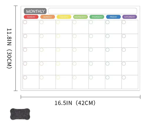 Calendario Magnetico Planeador Mensual Borrable Con Marcador