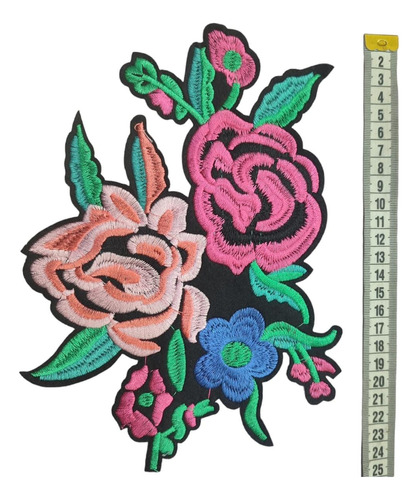 Parche Flor Grande Rosa Y Fucsia Termoadhesivo