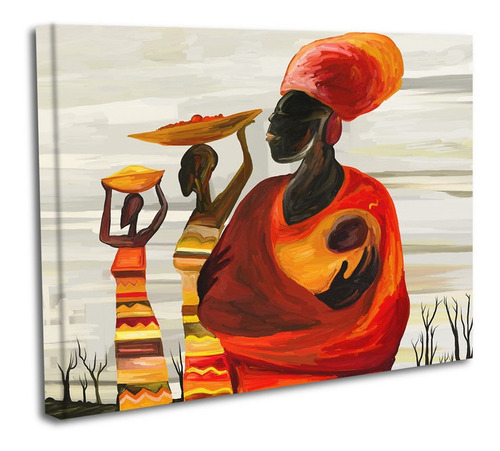 Cuadro Lienzo Canvas 80x120cm Pintura Tribu Tipo Oleo Africa