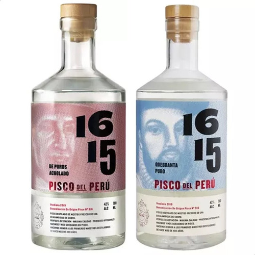 Licor Pisco 1615 Quebranta Destilado + Acholado Origen Peru