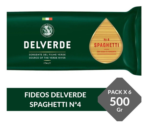Imagen 1 de 10 de Spaghetti No. 4 Delverde Pack X 6 X 500g. - Envíos