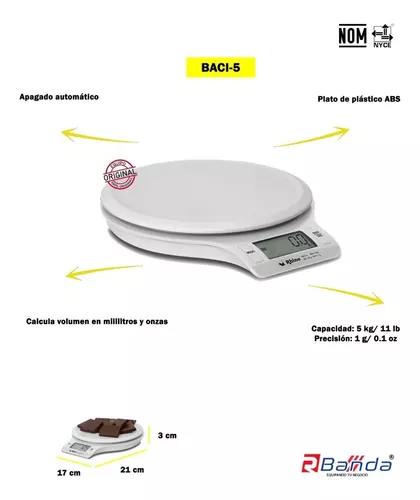 Bascula Digital Gramos/litros 5kg/1g Rhino Barec-5 Rbanda