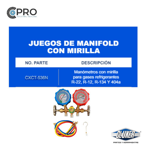 4 Manifold Con Mirilla Para R22, R12 R134, 404a Cxct-536n