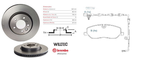 Disco Brembo Dianteiro+past Ceramica Discovery Iii 3 2.7 4.4