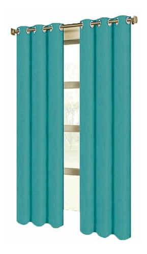 Cortinas Blackout 188cm Ancho X 240cm Largo En 2 Paneles Color Teal