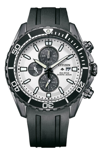 Reloj Citizen Ca082505a Para Hombre Marcador 24hs 200mts Malla Negro Bisel Negro Fondo Blanco Negro