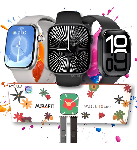 Relógio Smartwatch A10 Mini A Prova D'água Amoled 2 Pulseira