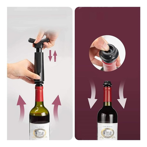 Bomba De Vacío Para Vino + 4 Tapones Extractores De Aire