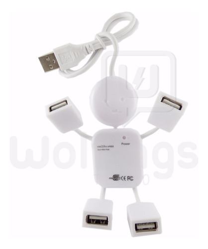 Hub Usb 2.0 Hombrecito 4 Puertos Para Pc Conecte Mouse Tecla