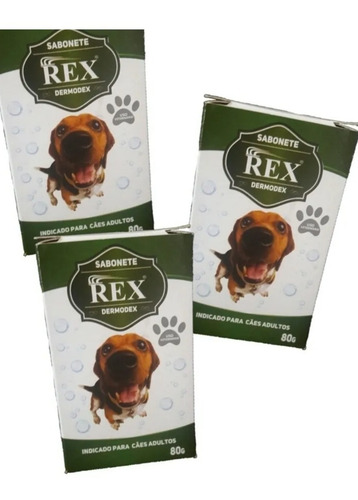 Kit 3 Sabonetes Rex Dermodex Para Cães