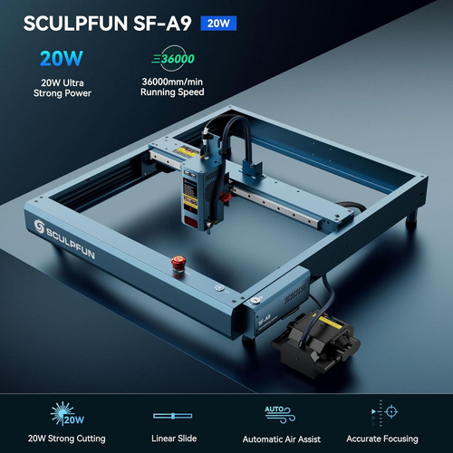 Máquina De Grabado Láser Sculpfun Sf-a9 De 20w 400x400 Mm