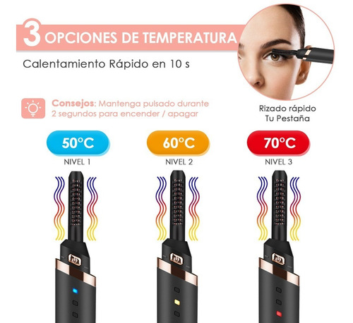 Imagen 6 de 8 de Rizador Pestañas Electrico Para Evitar Quemaduras Carga Usb