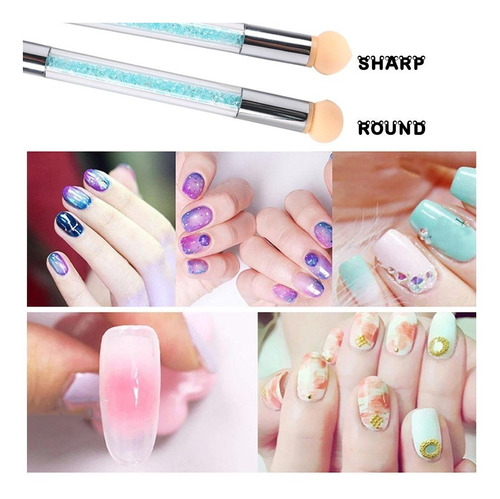 Pincel Esponja Degrade Para Uñas Con 6 Puntas Manicuria