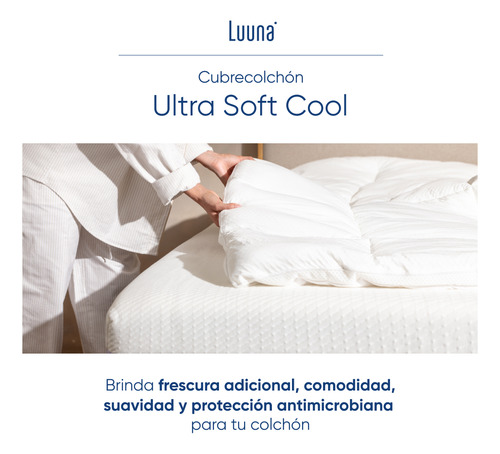 Cubrecolchón Ultra Soft Cool Luuna, Individual, Mas Frescura Blanco Individual