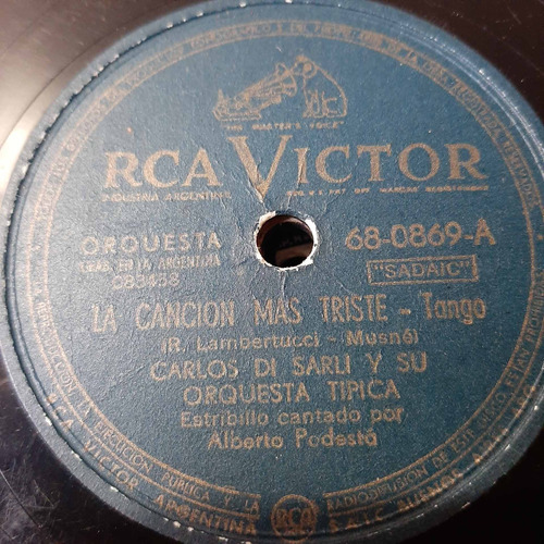 Pasta Carlos Di Sarli Alberto Podesta Rca Victor C195