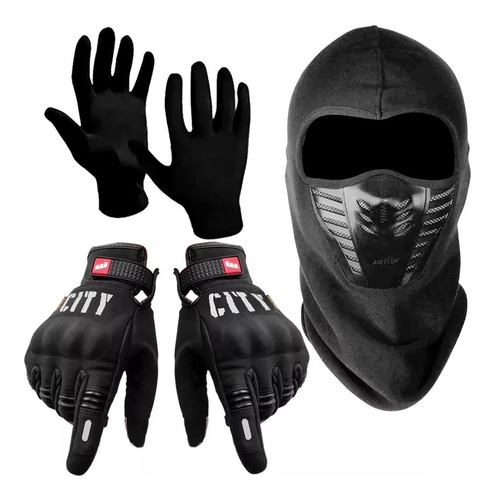 Guantes Con Protecciones + Guantes + Mascara Air Flow Fas