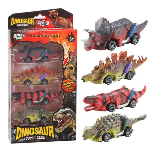 Carros De Dinosaurios Coleccionables De Impulso  X 4