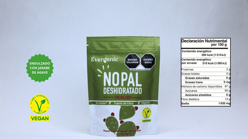 Mix Nopal Y Mango Deshidratado Enchilado Everganic (4 Pzaz)