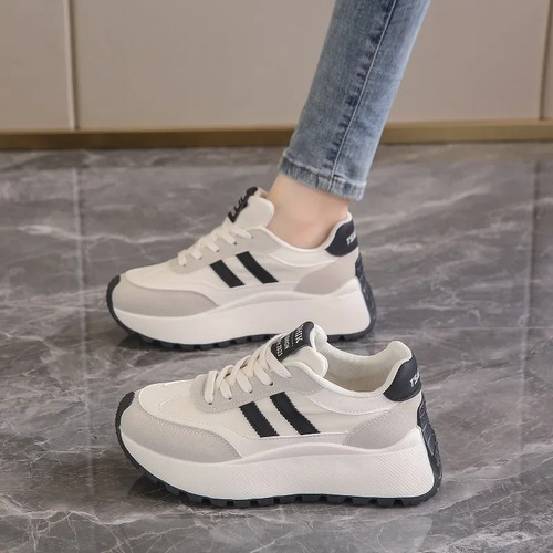 Zapatillas Casuales Con Plataforma Para Mujer, Zapatos Planos Con Punta Redonda