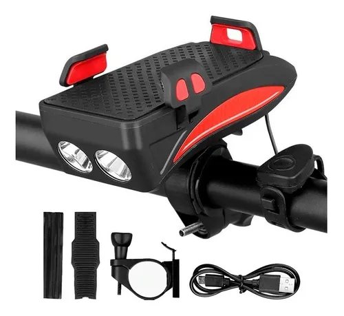 Luz Bicicleta Auxiliar Trasera Delantera Recargable 600lumen Color Negro