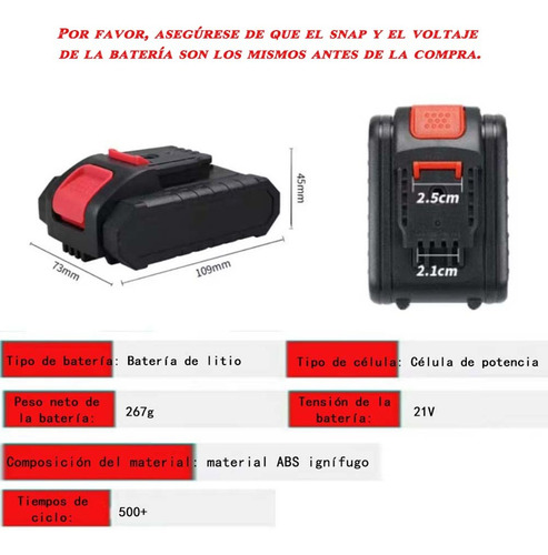 Batería Repuesto Taladro Litio 21v 1500 Mah Atverce