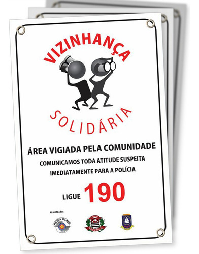 Placa Conseg E Pm - Vizinhança Solidária 15 Unid - Pvc 1mm