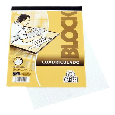 Block Cuadriculado Tipo Carta Por Pack De 4