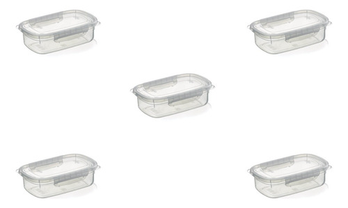 Kit Com 5 Potes Raso Grande Com Travas 1,1 Litros