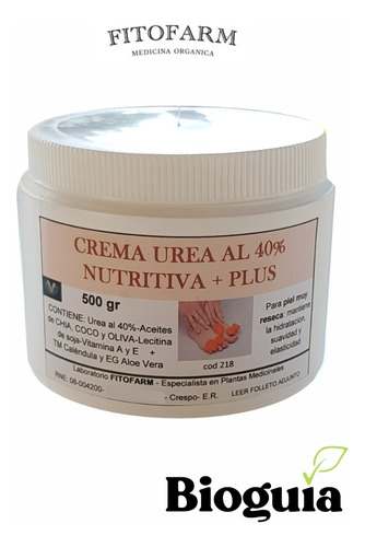 Crema Urea Al 40% Nutritiva + Plus Pote 500 Grs