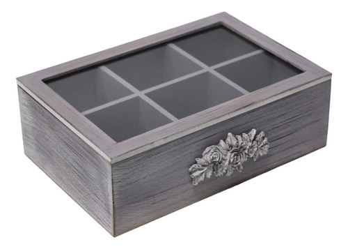 Caja De Te Porta Te Caja De Madera Para Te Gris 6 Divisiones