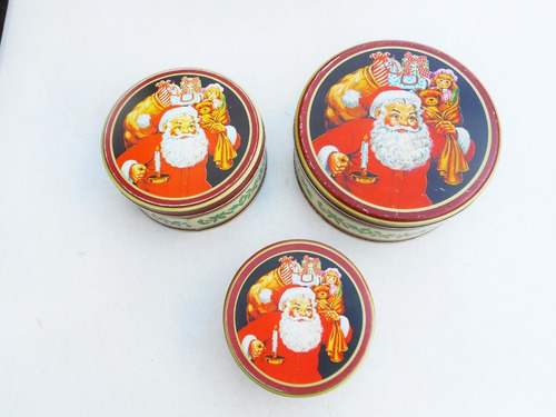 3 Latas Vintage Santa Claus Navidad