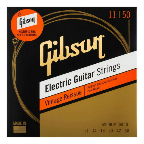 Cuerda Gibson Reissue 011 050 Medium Vintage para guitarra