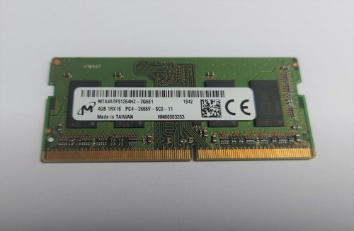 Memoria Ram Ddr4 4gb Micron Sodimm Pc4 2666 Mta4atf51264hz